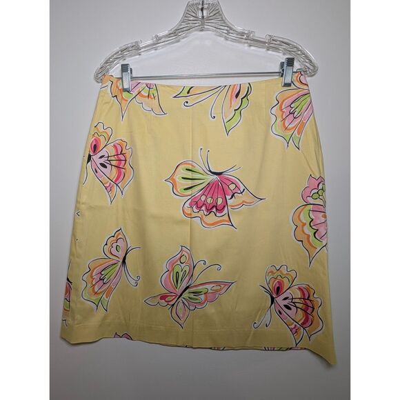 Talbots Yellow Butterfly Floral Cotton Mini Skirt 10 Garden Girl Cottagecore - Picture 3 of 8